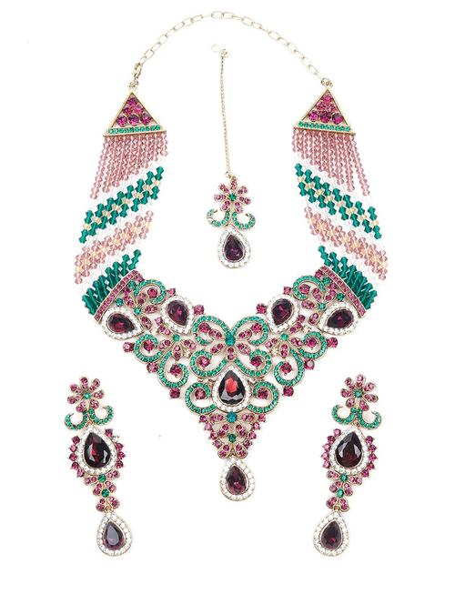 green metal necklaces and earring - 18034678 - Very Small Image - 1