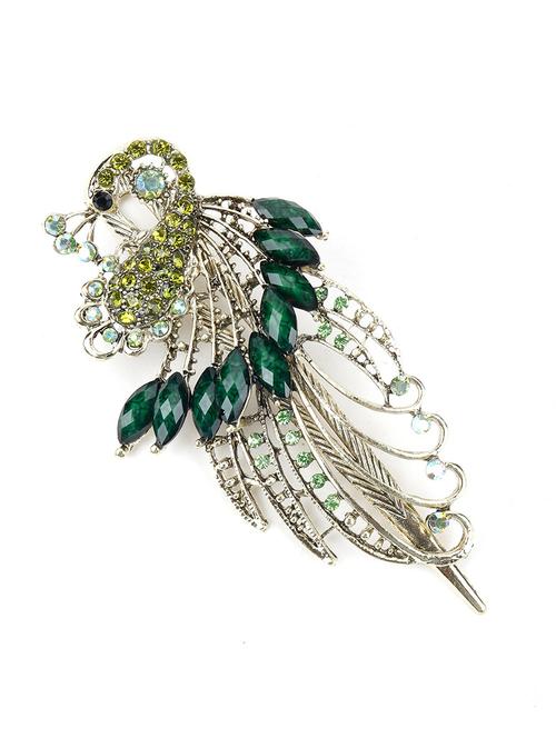 odette vintage crystal green peacock hair clip - 18034720 - Very Small Image - 1