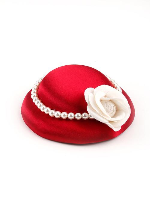 odette sheen red color round fascinator - 18034777 - Very Small Image - 1