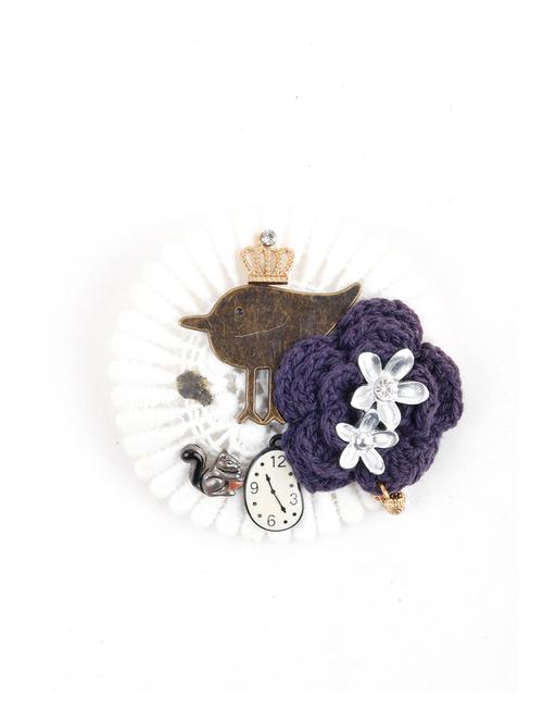 chirpy starling decorative brooch with purple flower - 18034851 - Very Small Image - 1