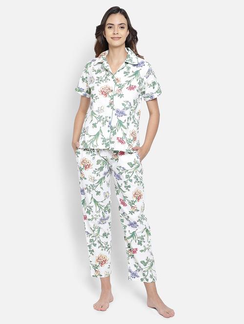 shirt collar printed nightwear pajama set - 18035766 - Very Small Image - 1