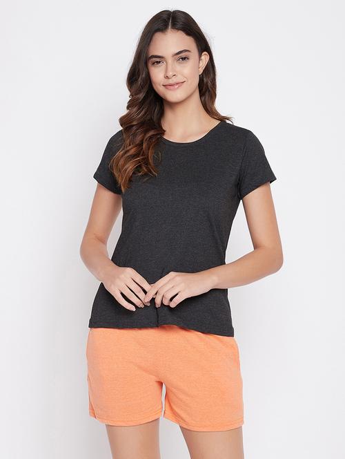round neck solid shorts set - 18035815 - Very Small Image - 1