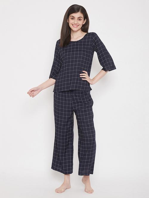 round neck checkered pajama set - 18035854 - Very Small Image - 1