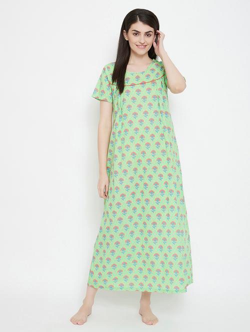 round neck printed nighty - 18036426 - Very Small Image - 1