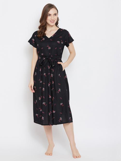 tie front floral sleepshirt - 18036429 - Very Small Image - 1