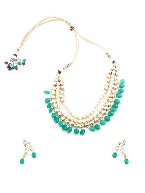 gold metal necklaces and earring - 18036519 - Very Small Image - 1