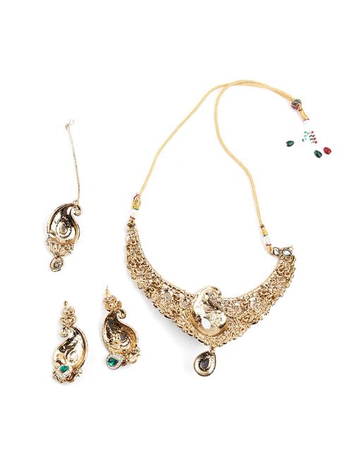 gold metal necklaces and earring - 18037787 - Very Small Image - 1