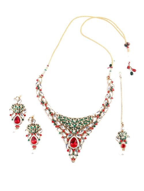 red metal necklaces and earring - 18037803 - Very Small Image - 1