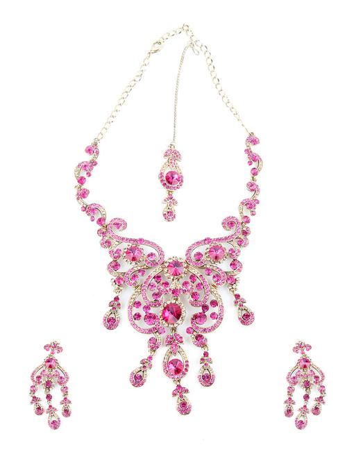 pink metal necklaces and earring - 18037853 - Very Small Image - 1