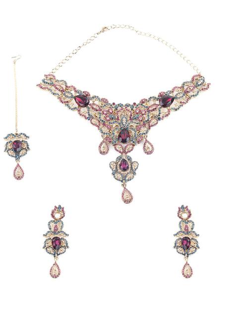 purple metal necklaces and earring - 18037863 - Very Small Image - 1