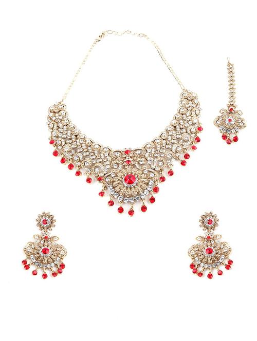 red metal necklaces and earring - 18037864 - Very Small Image - 1