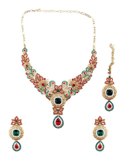 multi colored metal necklaces and earring set - 18037897 - Very Small Image - 1