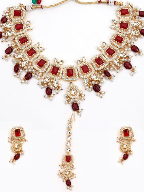 gold metal necklaces and earring - 18037929 - Very Small Image - 1