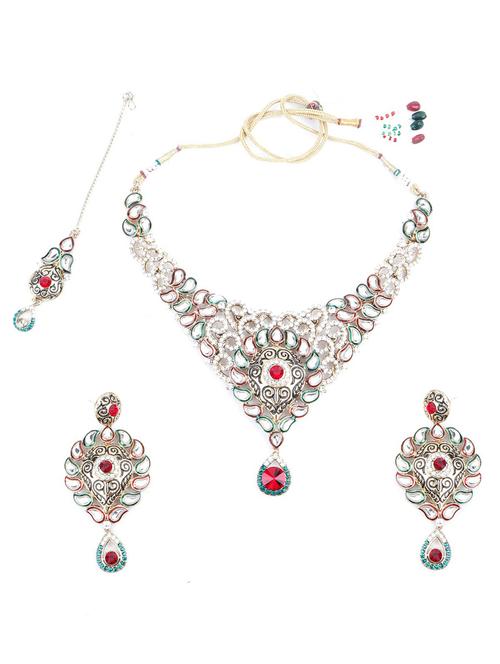 multi colored metal necklaces and earring - 18037952 - Very Small Image - 1