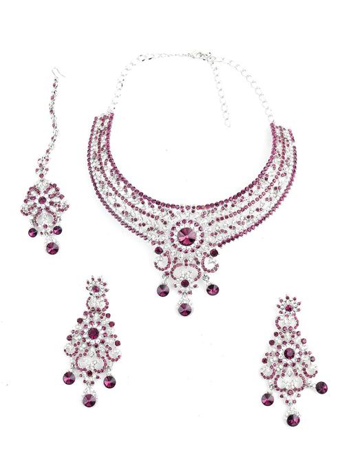 white metal necklaces and earring - 18037961 - Very Small Image - 1