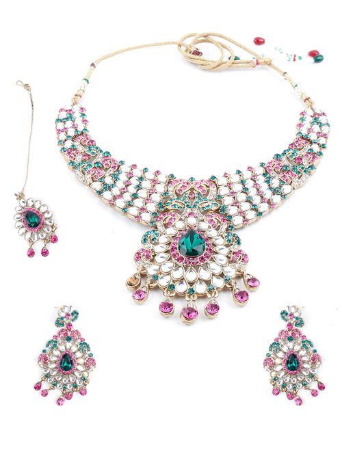 multi colored metal necklaces and earring - 18037980 - Very Small Image - 1