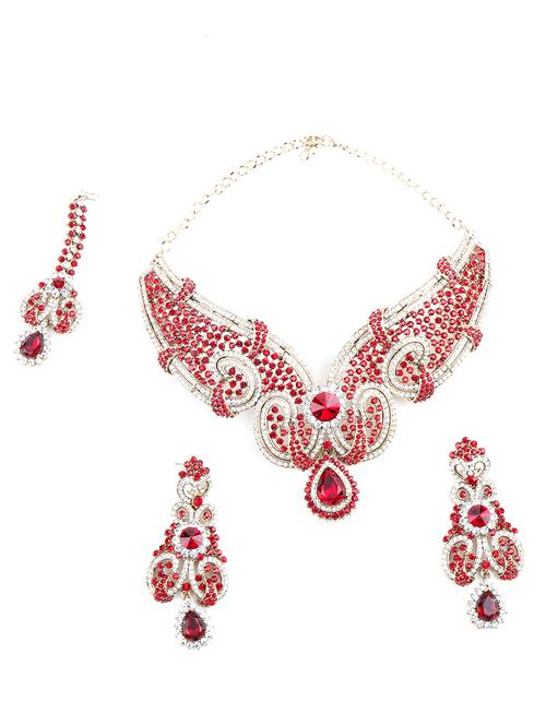 red metal necklaces and earring - 18037996 - Very Small Image - 1