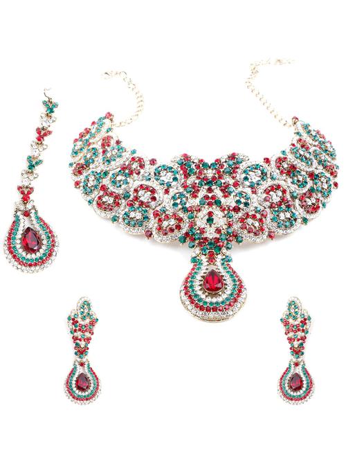 multi colored crystal necklaces and earring - 18037999 - Very Small Image - 1