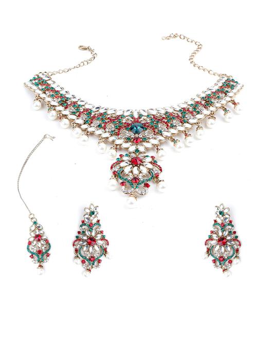 red crystal necklaces and earring - 18038001 - Very Small Image - 1