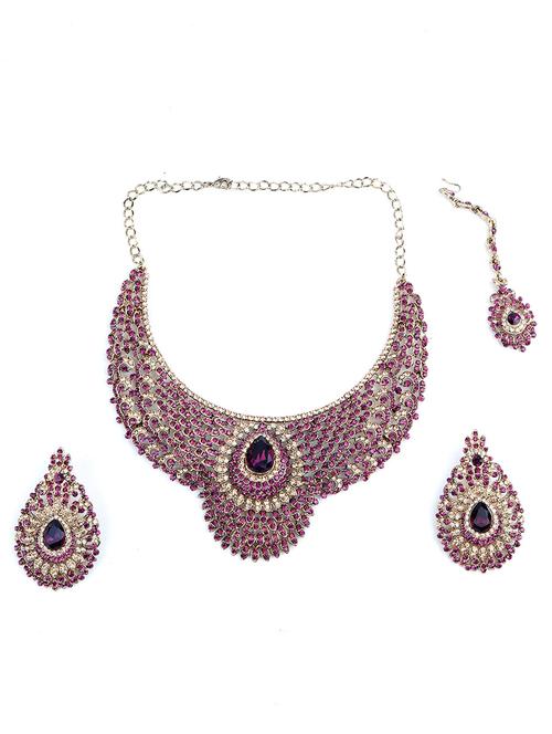 purple metal necklaces and earring - 18038027 - Very Small Image - 1