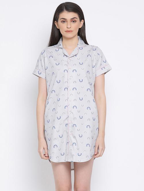 shirt collar printed sleepshirt - 18038143 - Very Small Image - 1