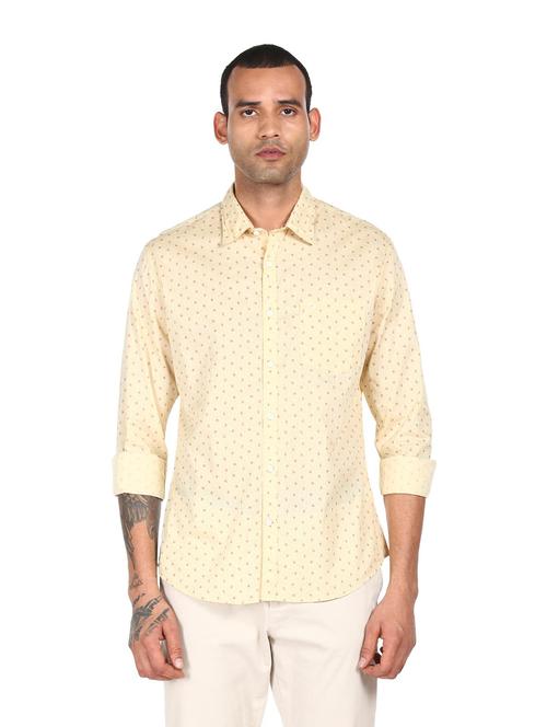 yellow printed casual shirt - 18038482 - Very Small Image - 1