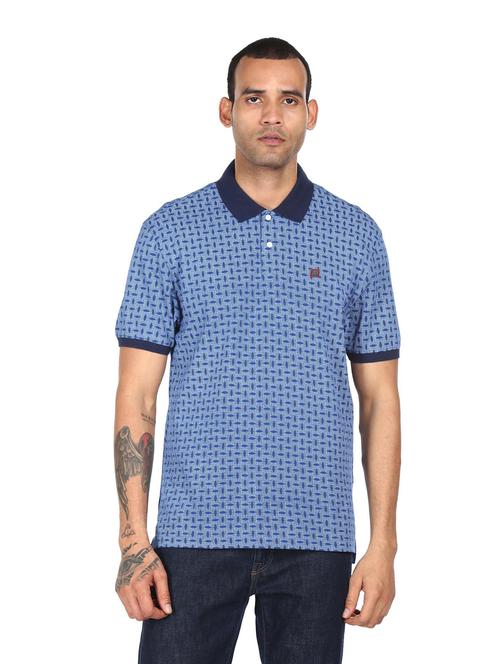 men blue printed polo t-shirt - 18038577 - Very Small Image - 1