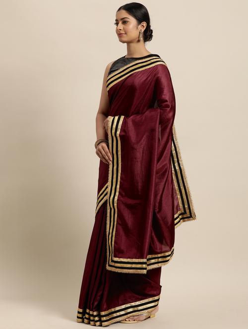women's bordered purple colored saree with blouse - 18038744 - Very Small Image - 1