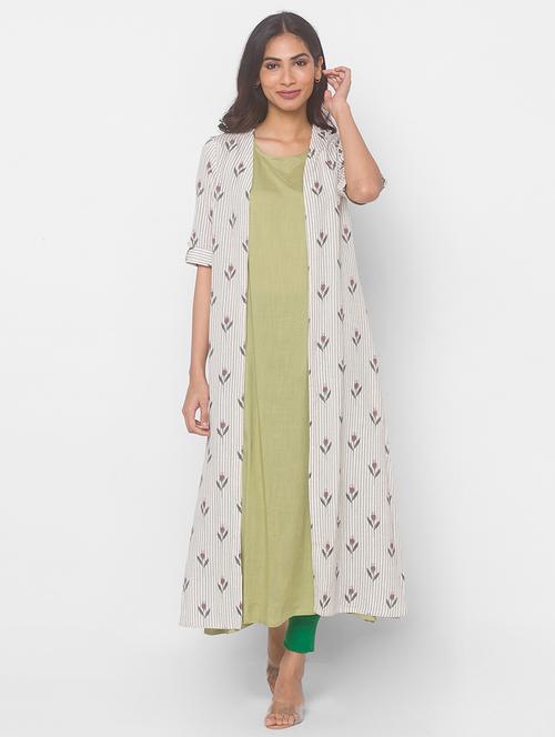 offwhite viscose aline kurta - 18039483 - Very Small Image - 1