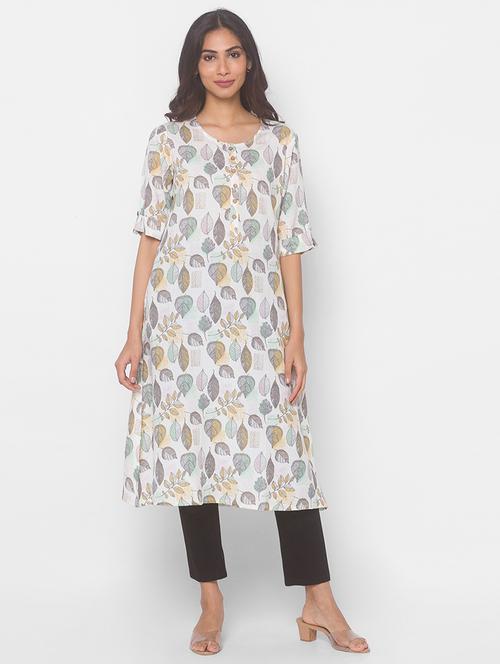 offwhite viscose aline kurta - 18039489 - Very Small Image - 1