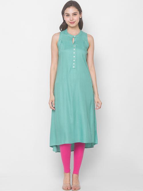 green cotton aline kurta - 18039496 - Very Small Image - 1