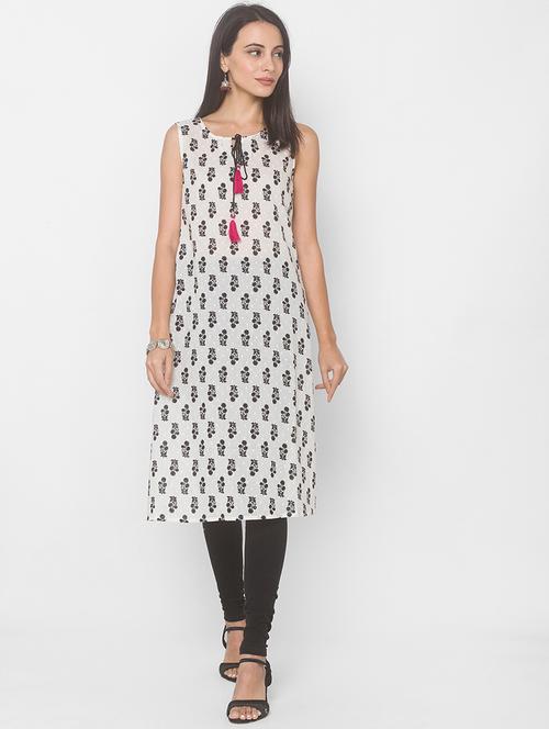 offwhite cotton aline kurta - 18039534 - Very Small Image - 1