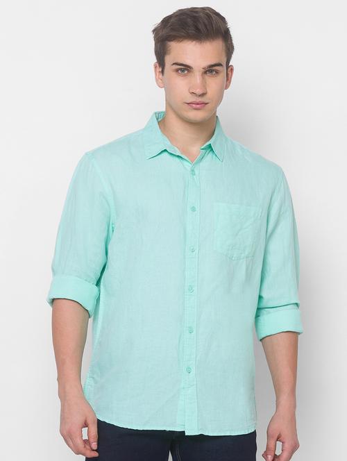 green solid casual shirt - 18039568 - Very Small Image - 1