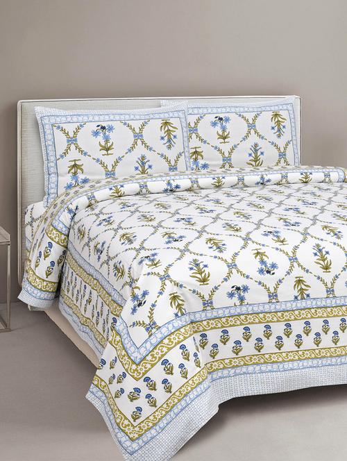texstylers cotton viscose 220 thread count 90x108 inch double bedsheet with 2 pillow covers - 18040149 - Very Small Image - 1