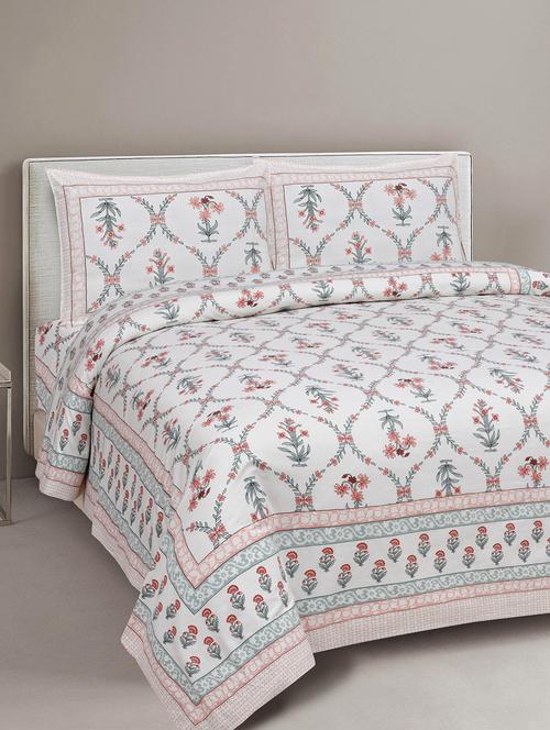 texstylers cotton viscose 220 thread count 90x108 inch double bedsheet with 2 pillow covers - 18040151 - Very Small Image - 1