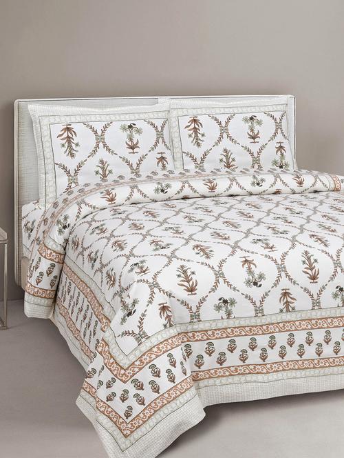 texstylers cotton viscose 220 thread count 90x108 inch double bedsheet with 2 pillow covers - 18040152 - Very Small Image - 1