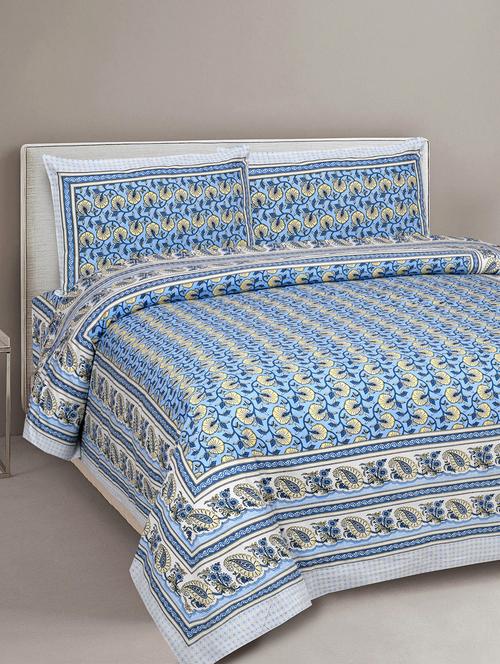 texstylers cotton viscose 220 thread count 90x108 inch double bedsheet with 2 pillow covers - 18040156 - Very Small Image - 1