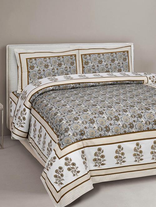 texstylers cotton viscose 220 thread count 90x108 inch double bedsheet with 2 pillow covers - 18040159 - Very Small Image - 1