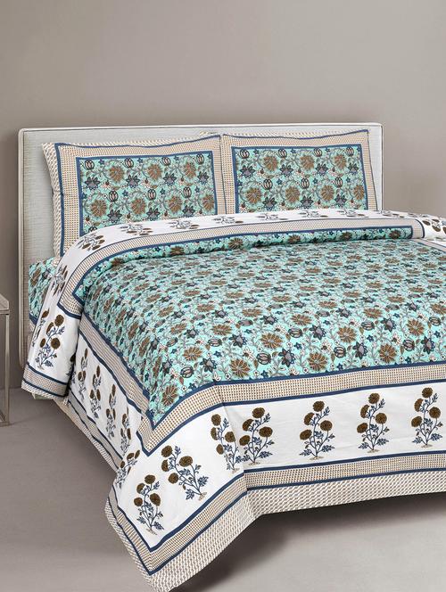 texstylers cotton viscose 220 thread count 90x108 inch double bedsheet with 2 pillow covers - 18040160 - Very Small Image - 1
