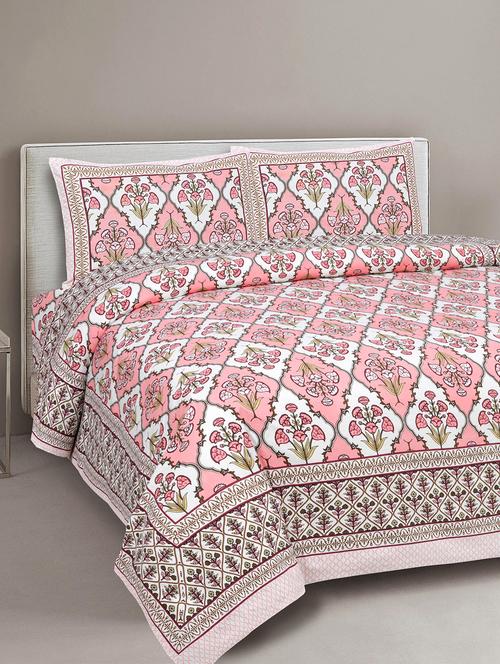texstylers cotton viscose 220 thread count 90x108 inch double bedsheet with 2 pillow covers - 18040163 - Very Small Image - 1