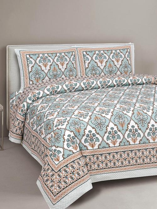 texstylers cotton viscose 220 thread count 90x108 inch double bedsheet with 2 pillow covers - 18040165 - Very Small Image - 1