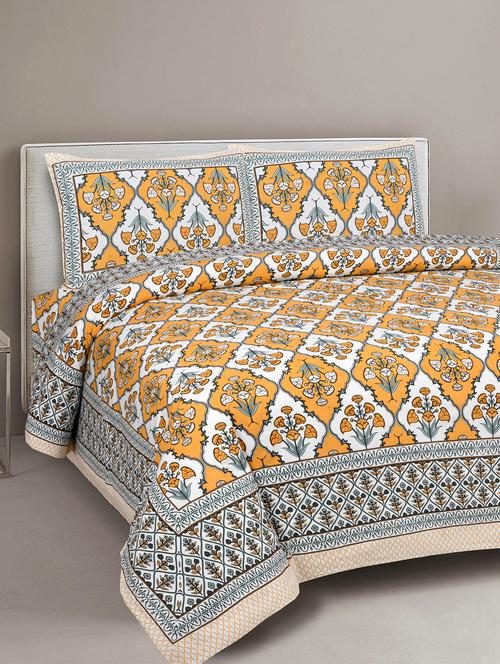 texstylers cotton viscose 220 thread count 90x108 inch double bedsheet with 2 pillow covers - 18040166 - Very Small Image - 1