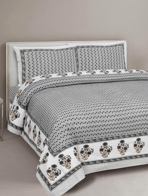 texstylers cotton viscose 220 thread count 90x108 inch double bedsheet with 2 pillow covers - 18040171 - Very Small Image - 1