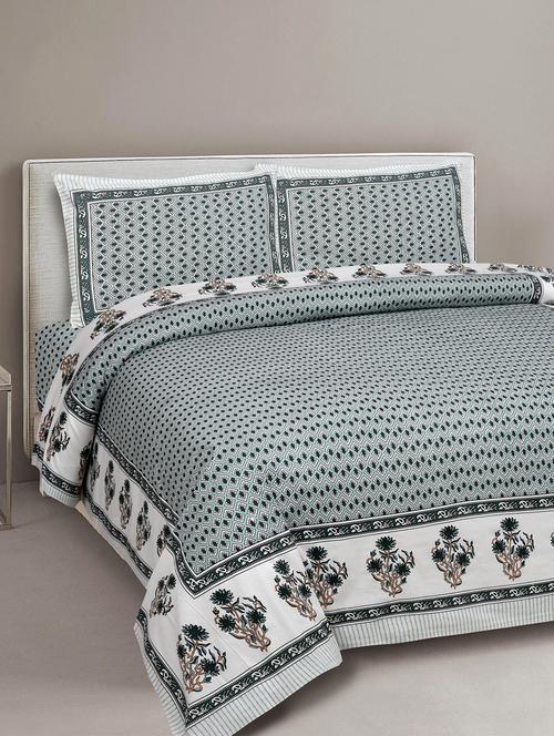 texstylers cotton viscose 220 thread count 90x108 inch double bedsheet with 2 pillow covers - 18040173 - Very Small Image - 1