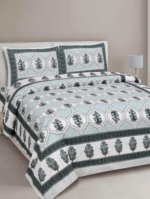 texstylers cotton viscose 220 thread count 90x108 inch double bedsheet with 2 pillow covers - 18040177 - Very Small Image - 1