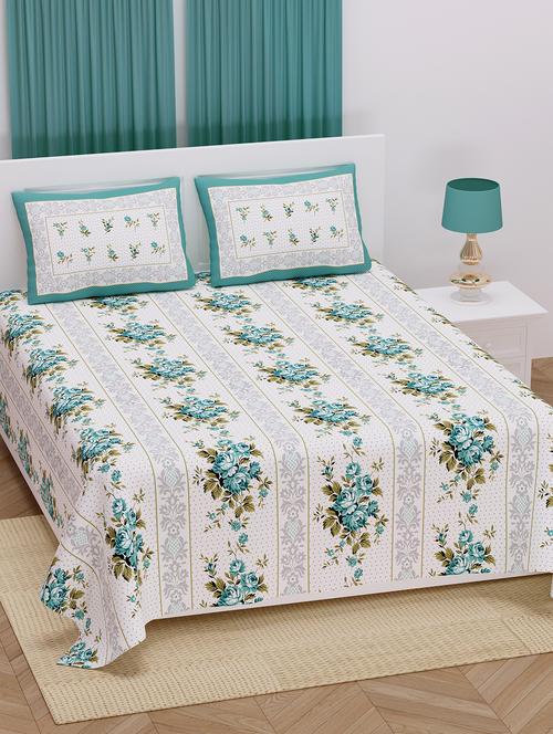 texstylers 100% cotton 220 thread count 100x108 inch king size bedsheet with 2 pillow covers - 18040181 - Very Small Image - 1