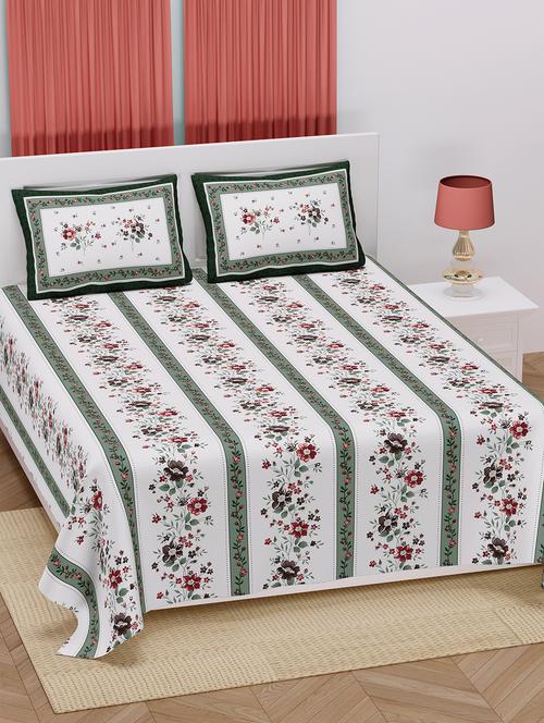 texstylers 100% cotton 220 thread count 100x108 inch king size bedsheet with 2 pillow covers - 18040184 - Very Small Image - 1