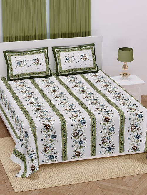 texstylers 100% cotton 220 thread count 100x108 inch king size bedsheet with 2 pillow covers - 18040186 - Very Small Image - 1