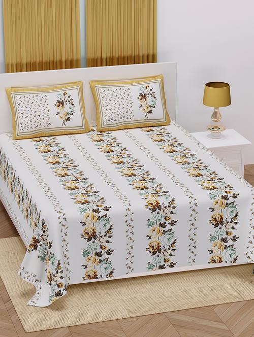 texstylers 100% cotton 220 thread count 100x108 inch king size bedsheet with 2 pillow covers - 18040188 - Very Small Image - 1