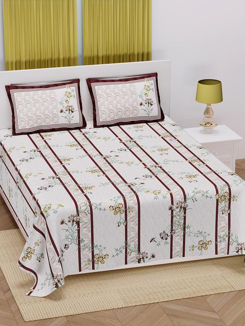 texstylers 100% cotton 220 thread count 100x108 inch king size bedsheet with 2 pillow covers - 18040194 - Very Small Image - 1
